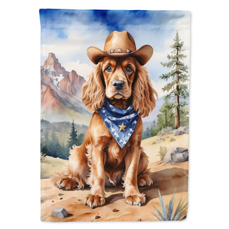 Drapeau Cowboy Welcome Garden, Épagneul cocker brun