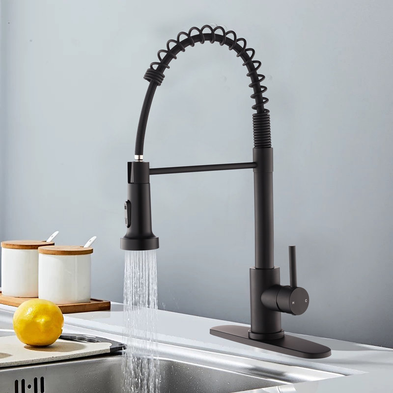 Kitchen Faucet With Pull Down Sprayer Industrial 1 Handle 1 Hole Or 3 Hole Faucet For Farmhouse Camper Laundry Utility Rv Wet Bar Sinks, Stainless Steel