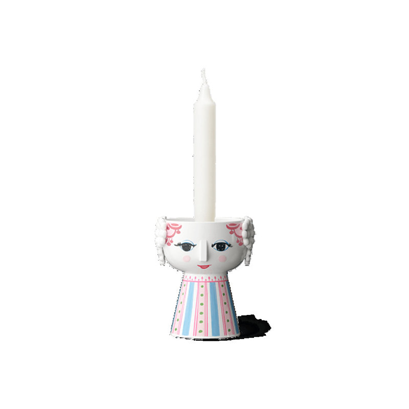 Eva Candle Holder, Pink, 3.7" H x 3.1" W x 3.7" D