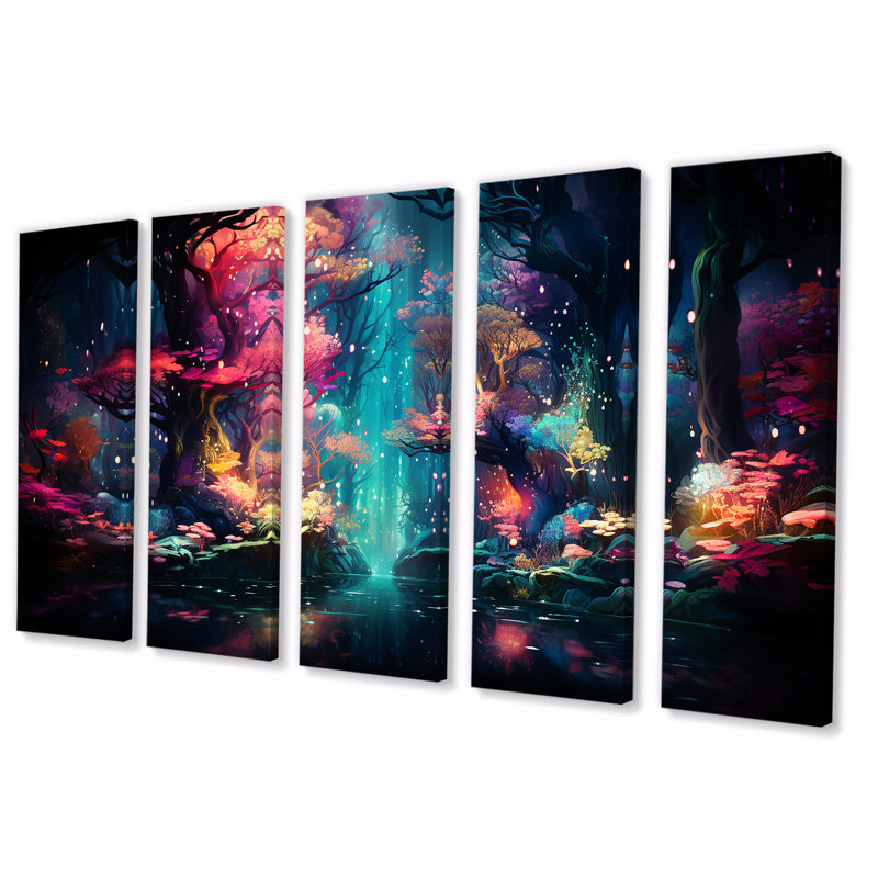 «Life In Coral Reef Paradise III - Coastal Tropical», ensemble d'art mural 5 pièces, H 28 po x l 60 po