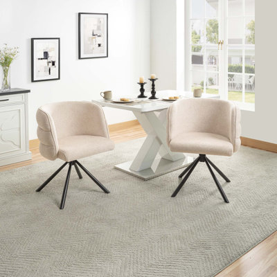 Ensemble de 2 chaises de bureau et de salle à manger 270 degrés avec base en métal pour le salon, le bureau et la salle à manger
