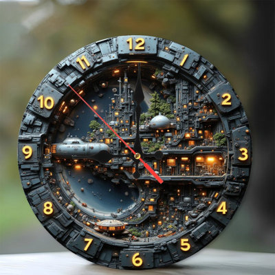 SciFi Clock Space City Artwork