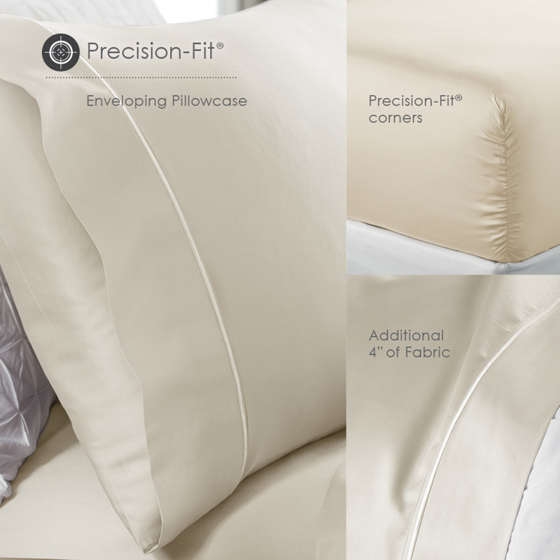 Sateen Sheet Set, Twin XL Sheet Set + Fitted Sheet + 2 Pillowcases, Beige