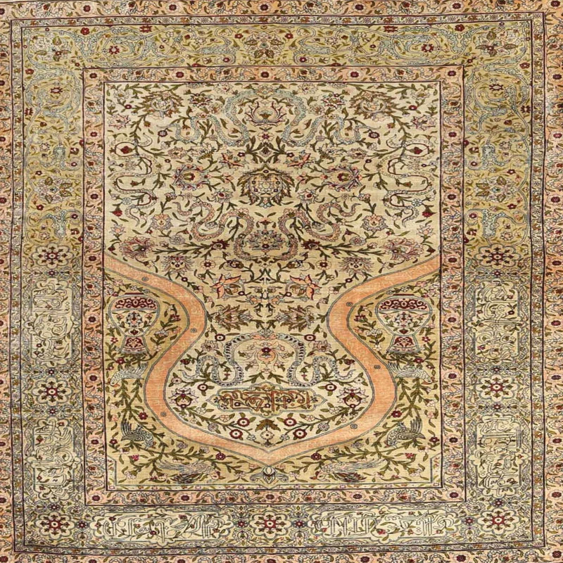 Tapis vert de style oriental, Carré 6 pi