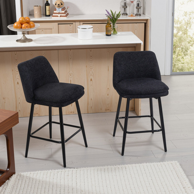Deboroh 25.6" Swivel Upholstered  Bar & Counter Stool, Black