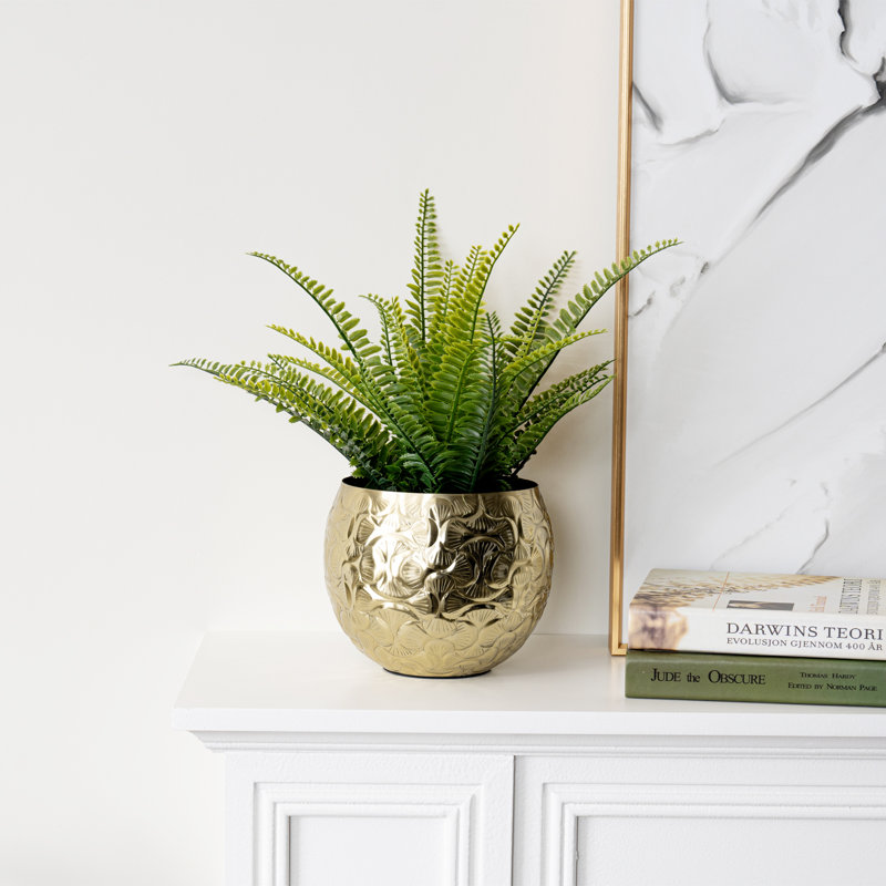 Pot de fleurs d'intérieur en métal doré