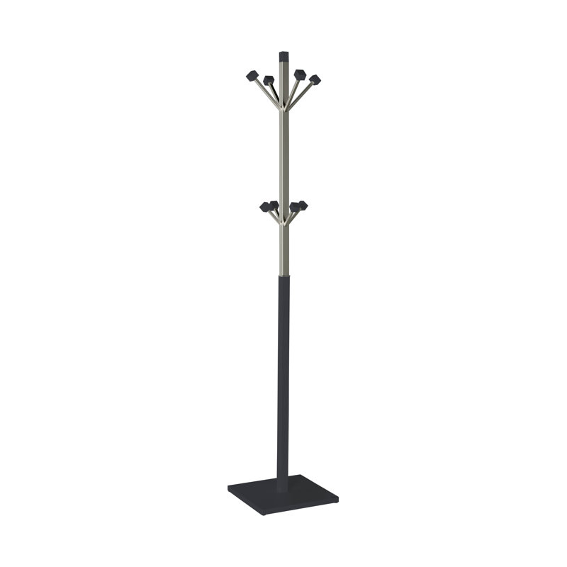 Fressia Solid Wood Freestanding 8 - Hook Coat Rack, Jet Black