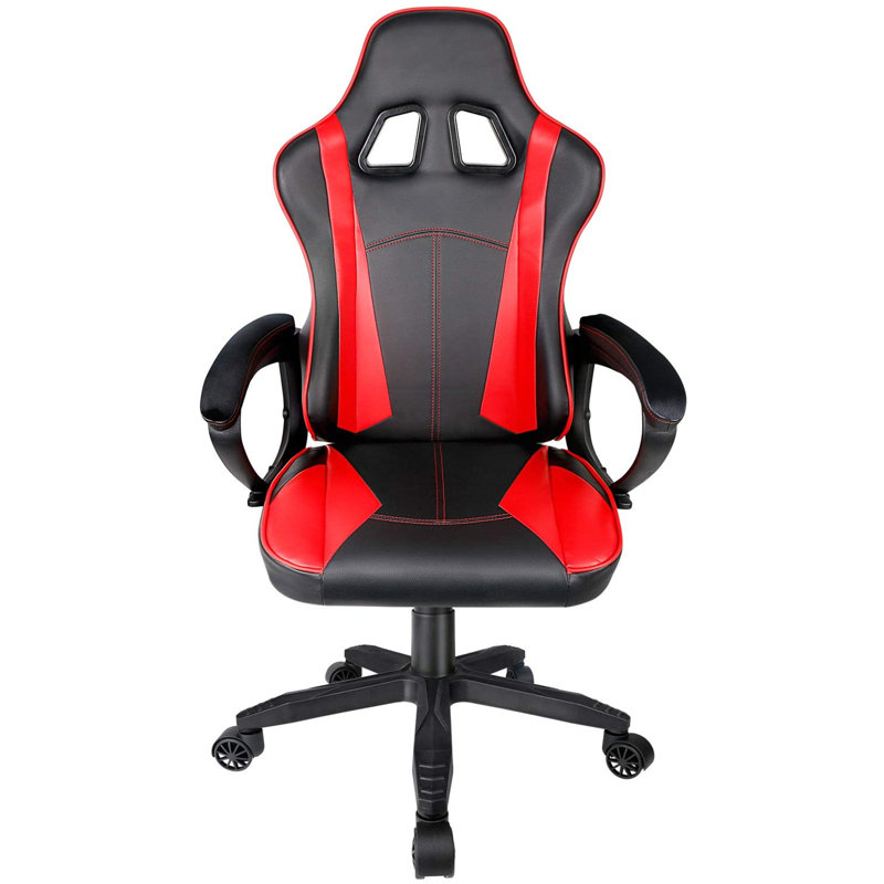 Fauteuil ergonomique de jeu pour PC, Noir et rouge