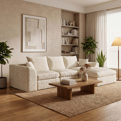 Modular Cloud Couch with Reversible Chaise, No Assembly Required