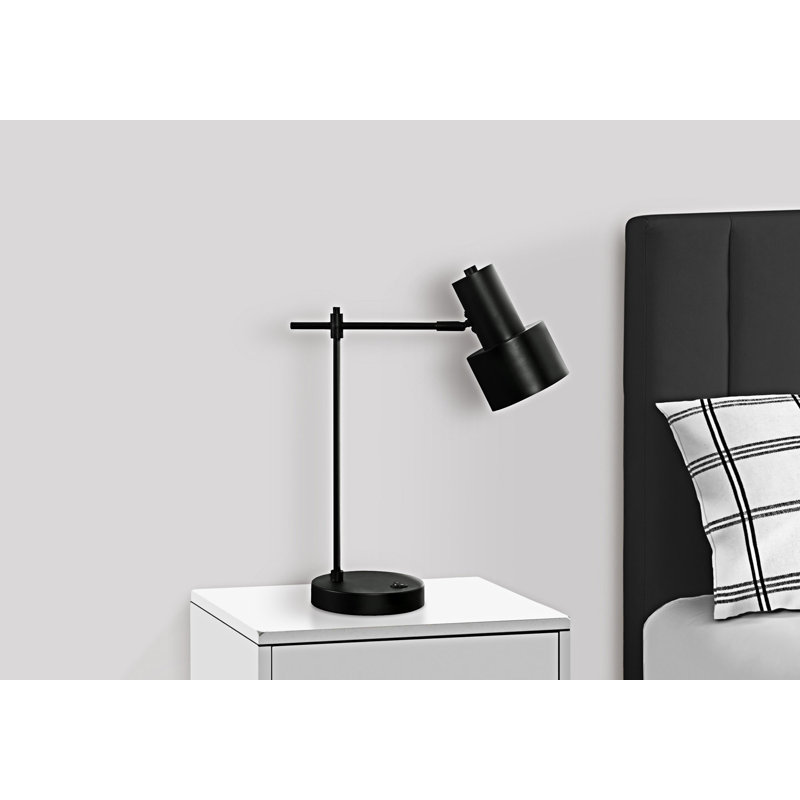 Lampe de table avec port USB, Noir, Noir