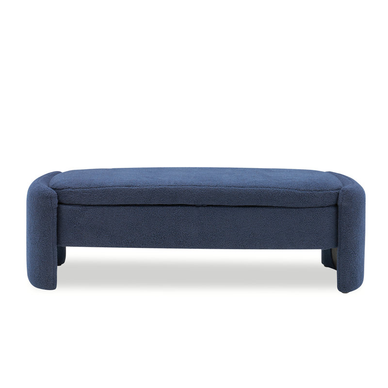 Repose-pieds rectangulaire large de 57 po Mailyn, Tissu bleu, Bleu