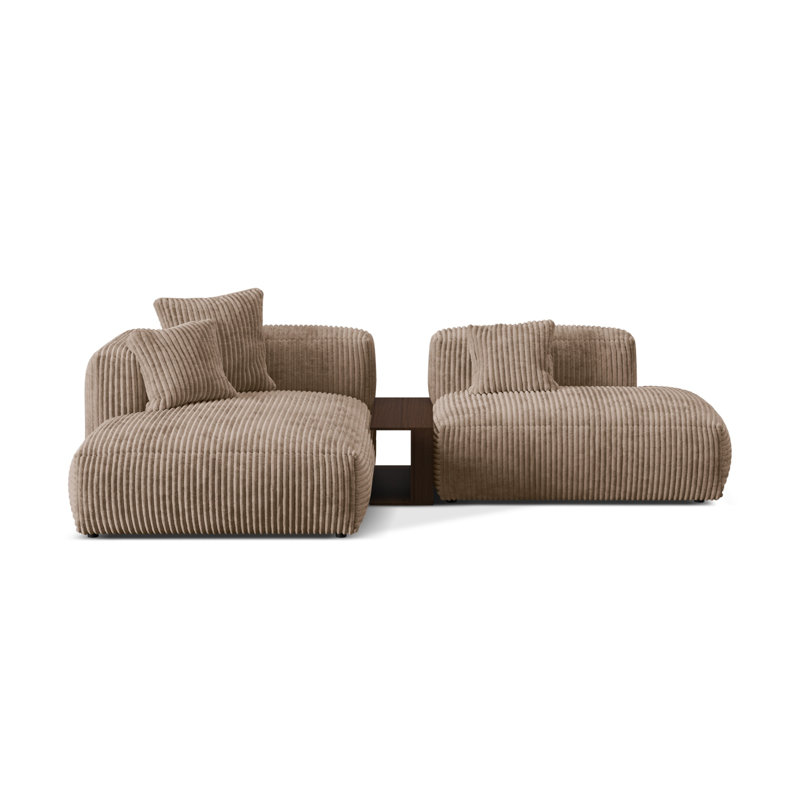 Betsayda 2 Seater Corduroy Corner Sofa , Acorn