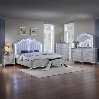 Ensemble de chambre à coucher pour grand lit à tête de lit mystique 5 pièces Mystic Contemporary