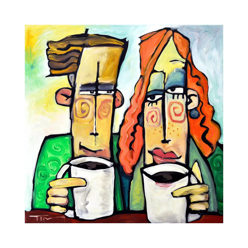«Coffee Date» par Tim Nyberg - reproduction d'art, Aucun mat, Toile tendue, H 12 po x l 12 po x P 0,75 po
