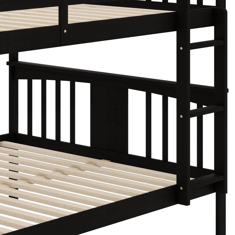 Lit double superposé au-dessus d'un lit double avec échelle pour meubles de chambre à coucher, chambre d'amis, Espresso
