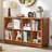 8 Cube Storage Book Shelf, Long Horizontal Bookshelf with Curved Edge, Floor Standing Wooden Cubby Bookcase with Base, Low Modern Console Book Case, TV Stand for Living Room-163322573-160440837