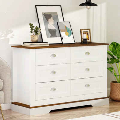 Drawer Dresser Cabinet,Sideboard,Bar Cabinet,Buffet Server Console,Table Storge Cabinets,Metal Handle In The Shape Of Silver Shell,Fordiningroom,Living Room,Bedroom,Kitchen Hallway,Colour: White +Brown