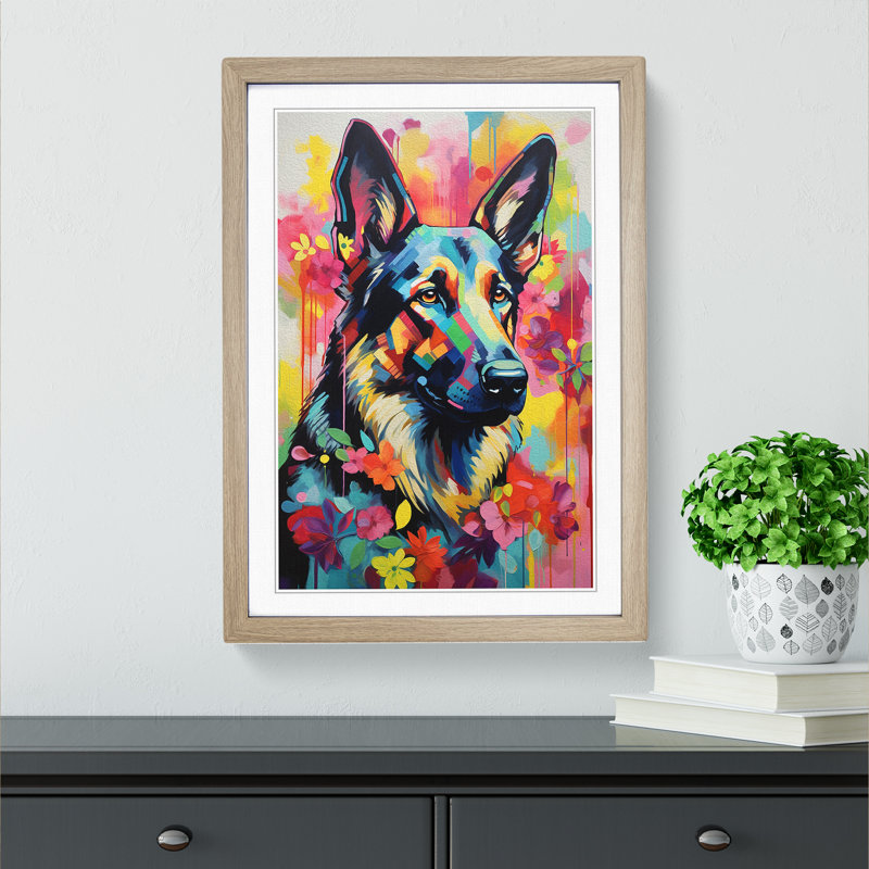 German Shepherd Modern Art - Framed Print