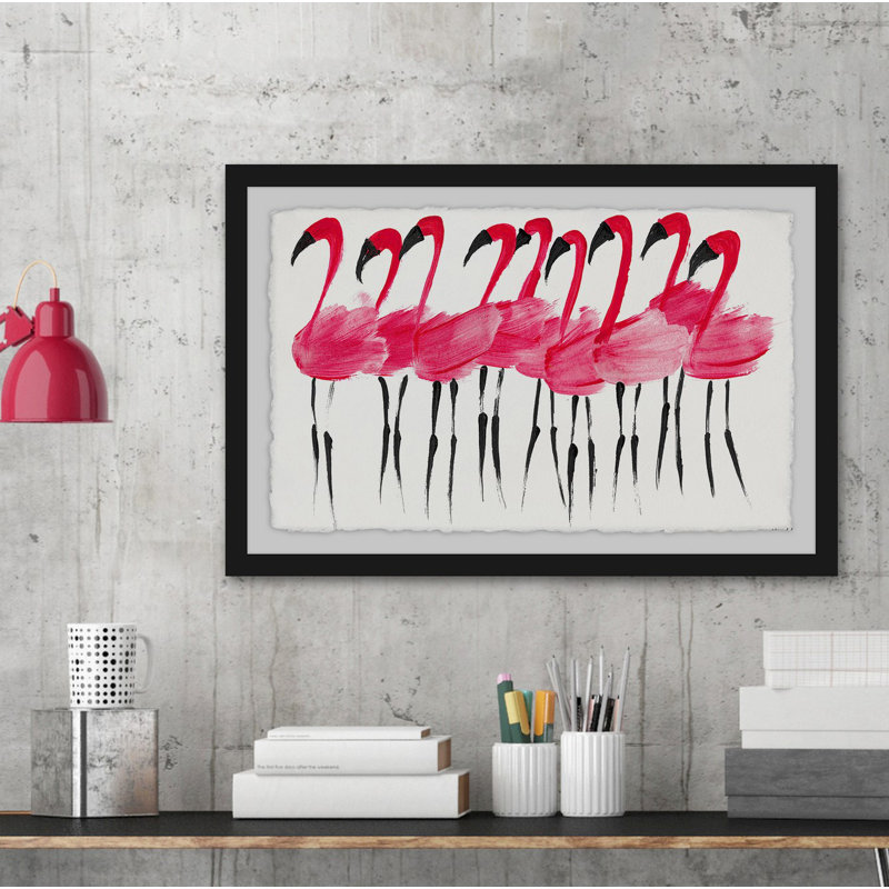 Pink Flamingos - Single Picture Frame Print, 30 cm H x 46 cm W