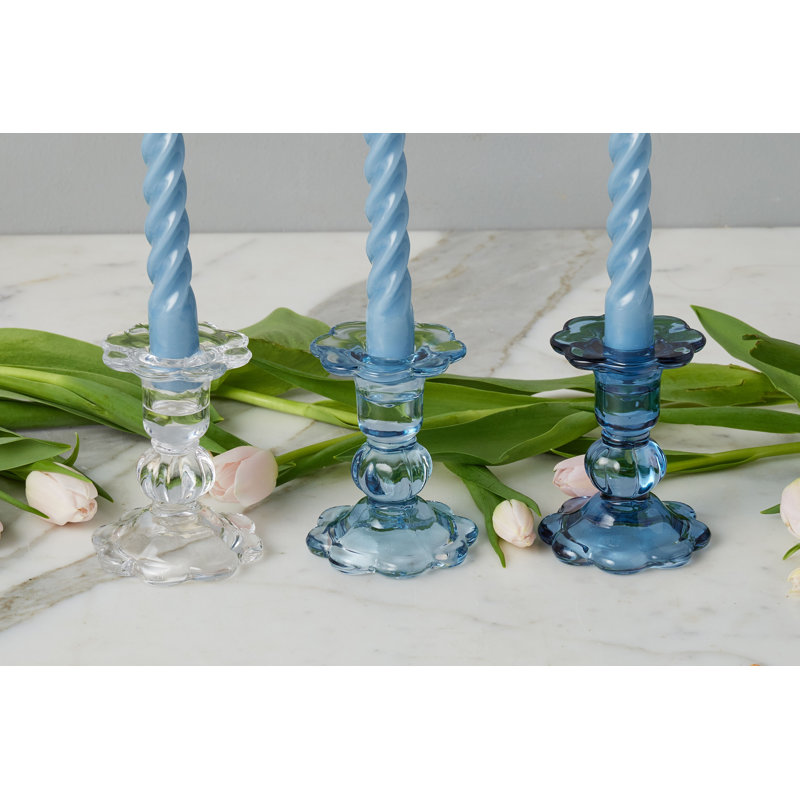 Bougeoirs en verre, Transparent / denim / bleu marine