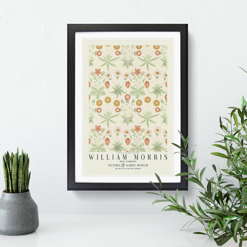Daisy with Border by William Morris - Framed Print, Black Framed, 36cm H x 27cm W x 2cm D