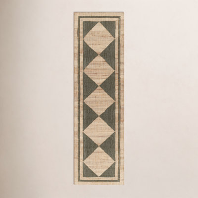 Orchard Green Hand-Woven Geometric Jute Rug