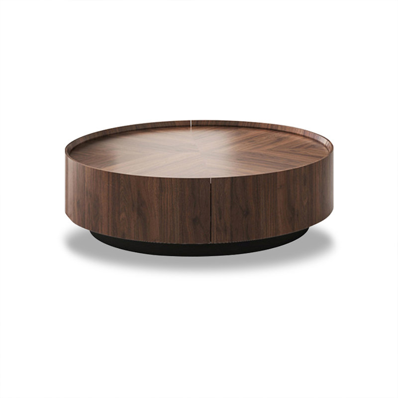 Walnut-colored Solid Wood Round Coffee Table, 12.6" H x 31.5" L x 31.5" W