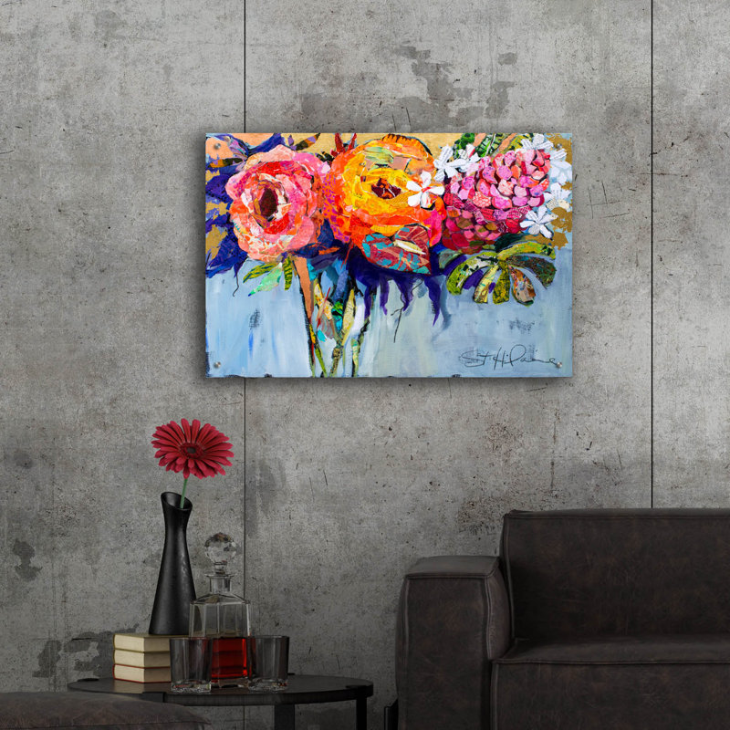 «Fleurs tropicales» par St. Hilaire Elizabeth, H 24 po x l 36 po x P 0,2 po