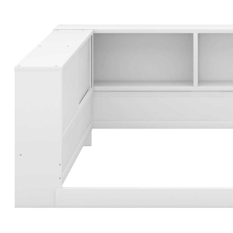 Queen Size Wood Daybed With Storage Shelves, USB And LED, White