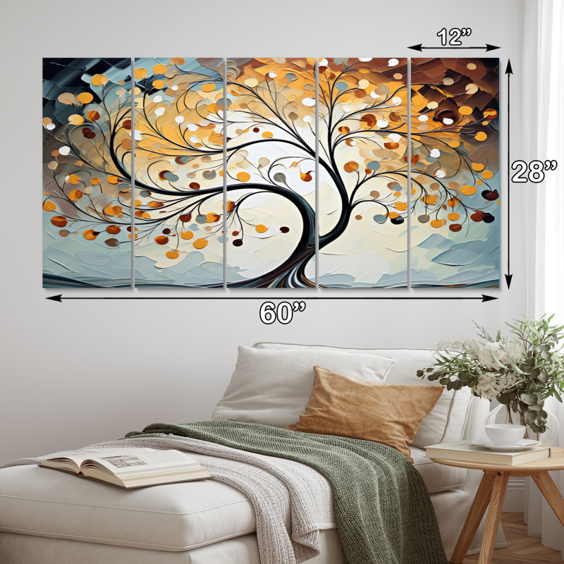 «Yellow Grey Majestic Canopies Tree», art mural en métal