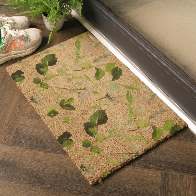 Watercolour Leaves Coir Doormat, 40cm W x 60cm L