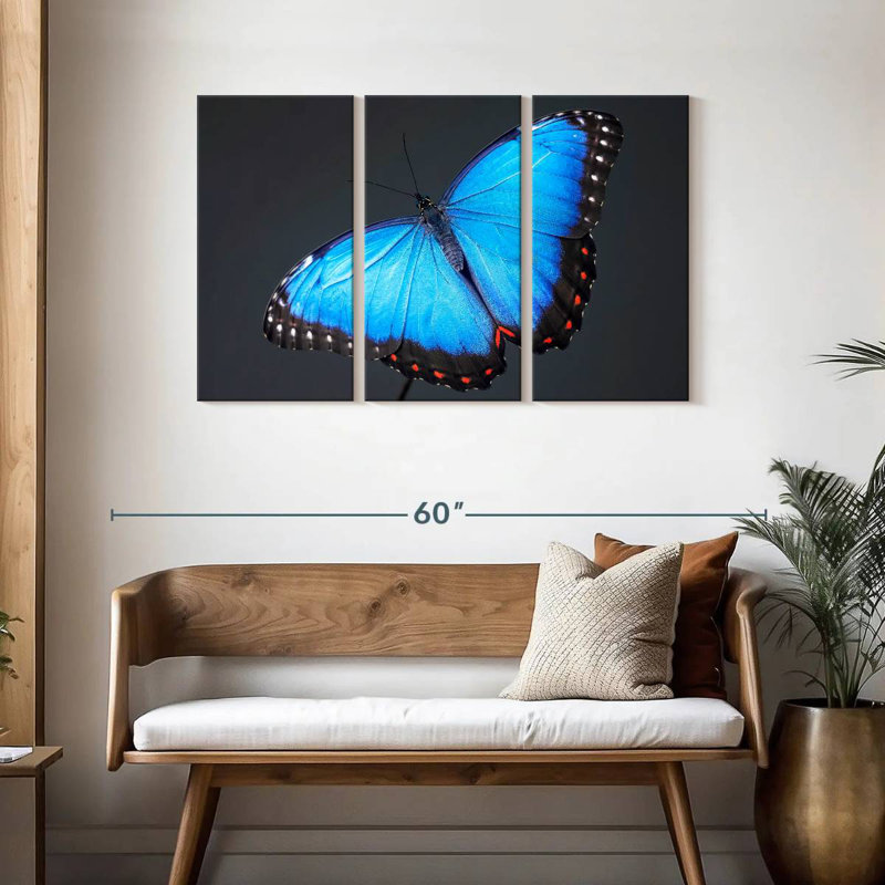 Papillon bleu Morpho, H 28 po x l 45 po