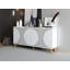 Console moderne blanche de 59,1 po x 28,7 po x 14,2 po | 100% panneau de particules enduit de mélamine, épaisseur: 0,7 pouce | Fixation murale avec nombreuses tablettes | Conception géométrique épurée pour les espaces contemporains-782018200