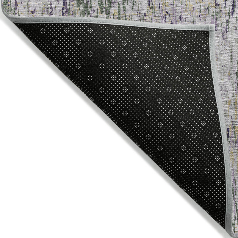 Lavender and Green Flat Woven Synthetic Washable Rug