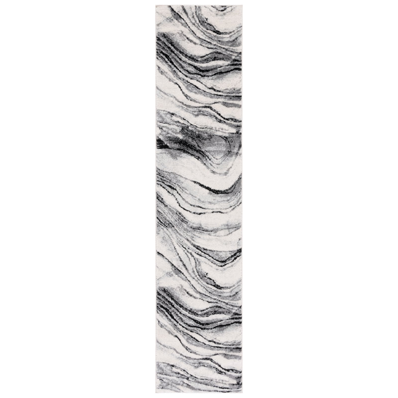 Tapis ivoire / noir Tulum 275, Tapis de couloir 2 pi x 9 pi
