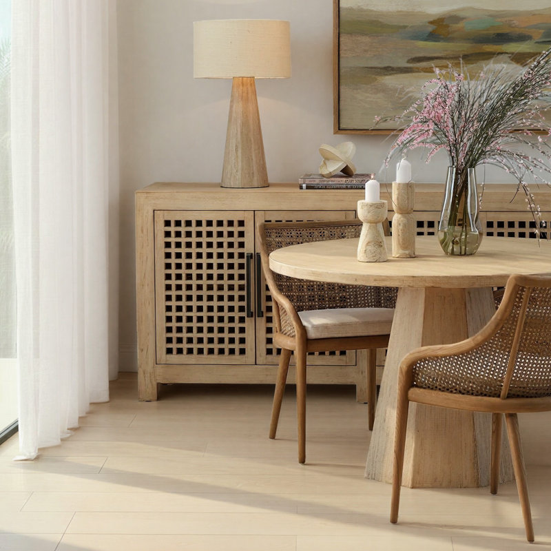 Devina 74" Reclaimed Pine 4-Dr Sideboard, Light Warm Wash