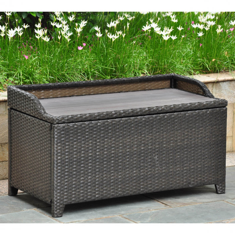 Banc de rangement en plastique Brade, Noir antique