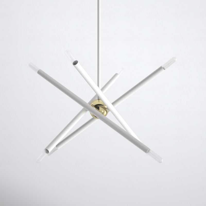 Poco 8 Light Metal Dimmable Sputnik Chandelier, White