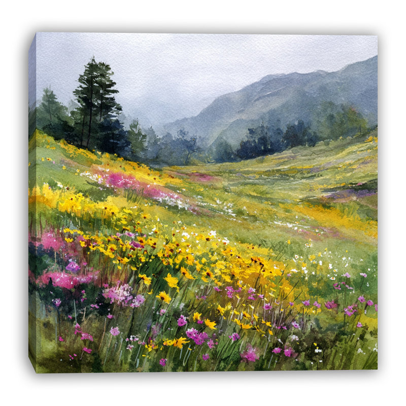 Art mural sur toile Quiet Valley Wildflowers, H 30 po x l 30 po x P 1,5 po