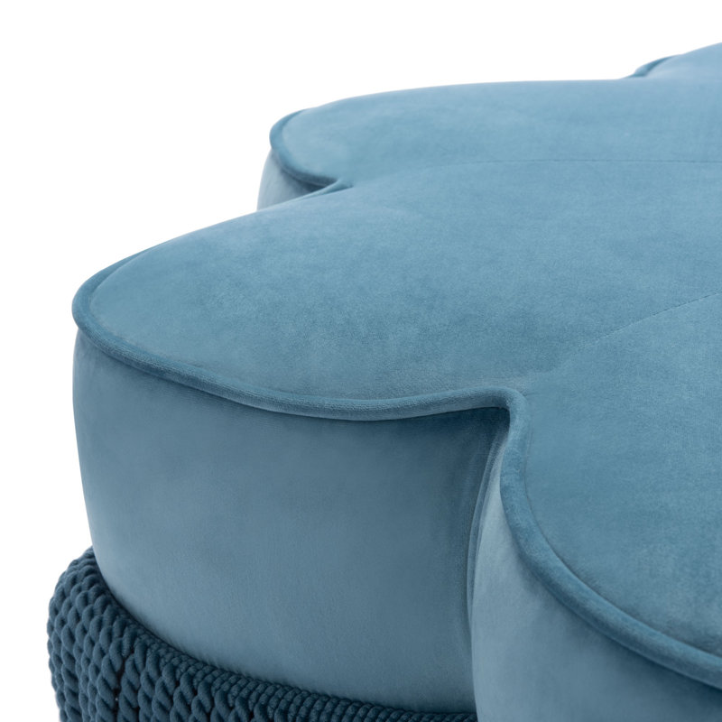 Everly Quinn Khan 40.9" Velvet Flower Ottoman