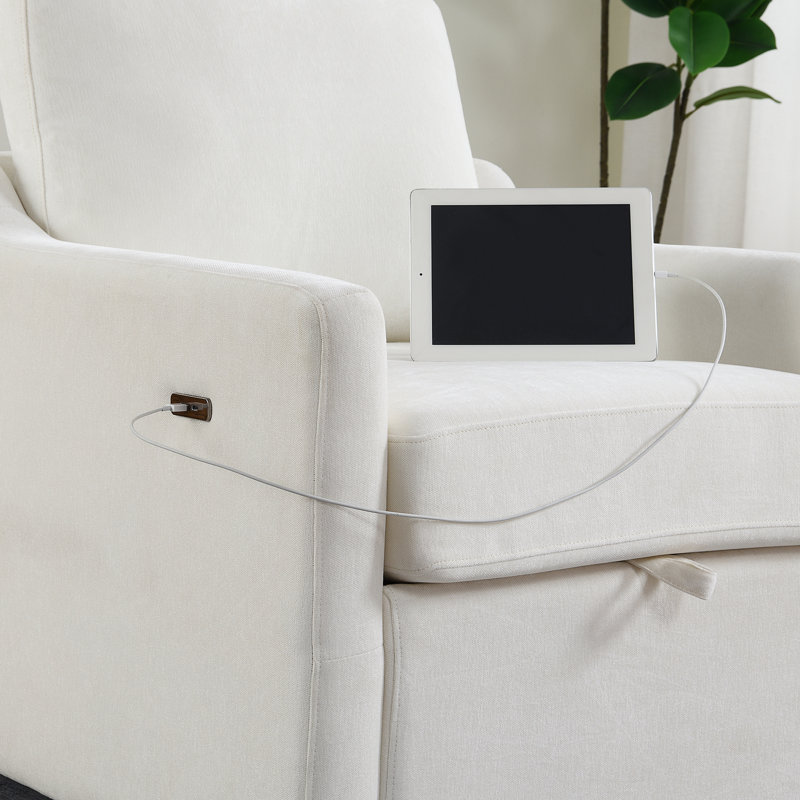 Fauteuil pivotant avec tissu chenille doux, Blanc
