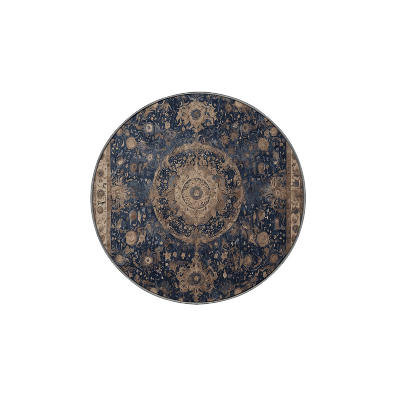 Machine Washable Gray Area Rug, Round 6'