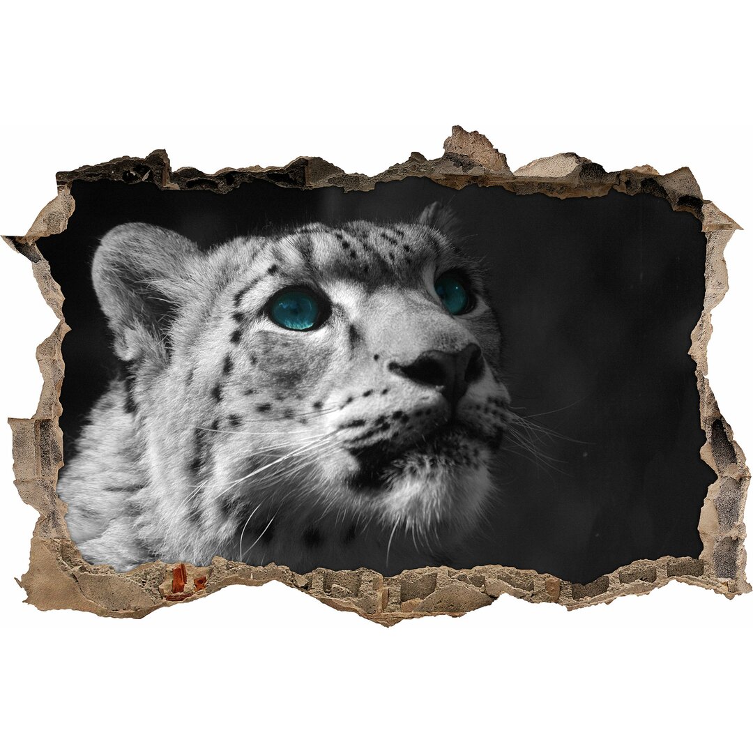 Wandtattoo Anmutiger Schneeleopard mit Blauen Augen