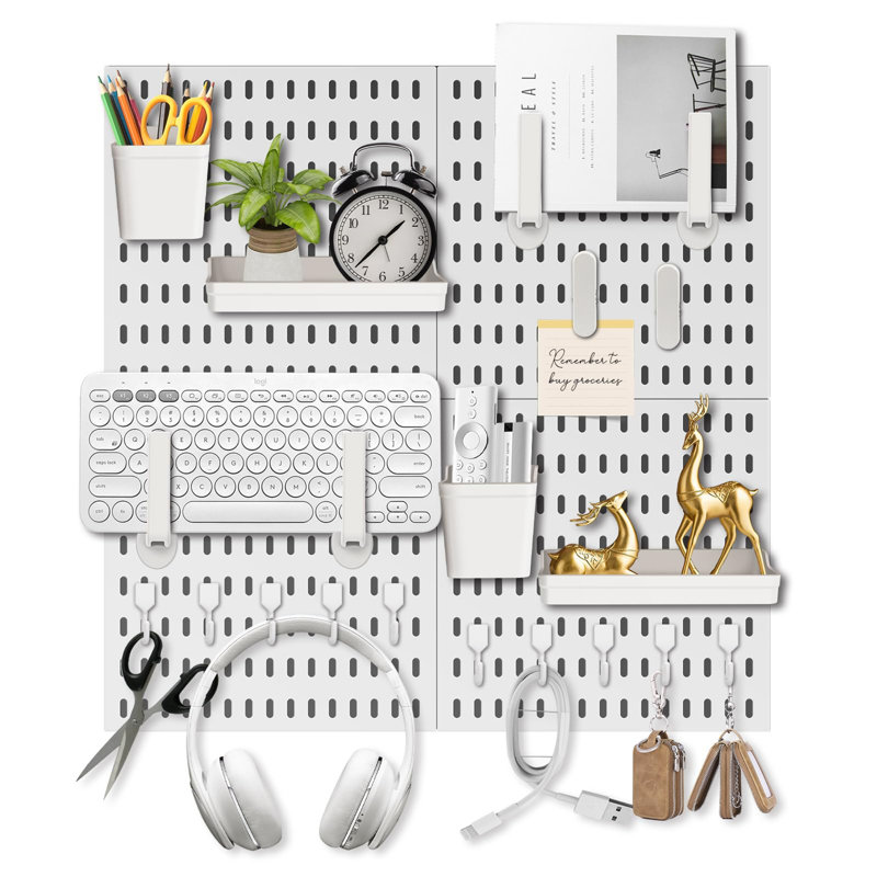 Wall Organiser Pegboard Combination Kit , White