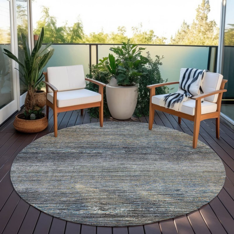 Tapis intérieur / extérieur gris Teya , 8 pi x 8 pi