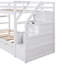 Lit superposé blanc Twintwin avec lit gigogne et 3 escaliers de rangement - Offre une mise à niveau élégante des matériaux pour les chambres à coucher-1845612033