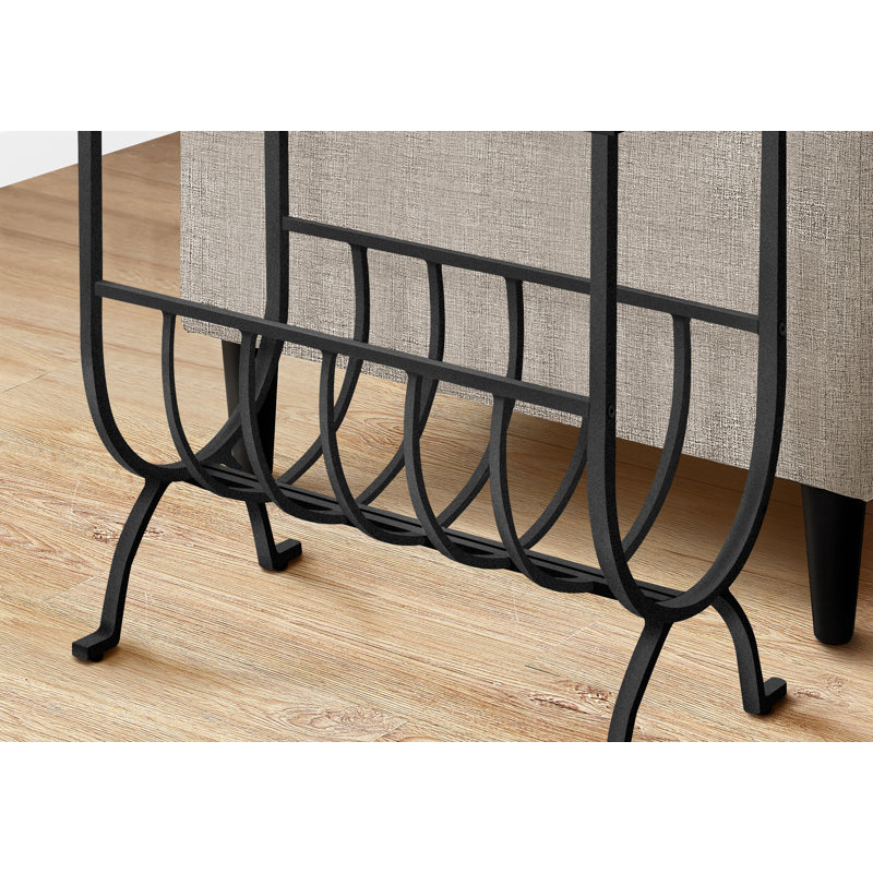 Accent Table, Side, End, Magazine, Nightstand, Narrow, Living Room, Bedroom, Metal, Black, Clear