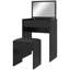 Ensemble de coiffeuse de maquillage noir 2 en 1 avec miroir rabattable et tabouret rembourré, bureau compact pour la chambre à coucher