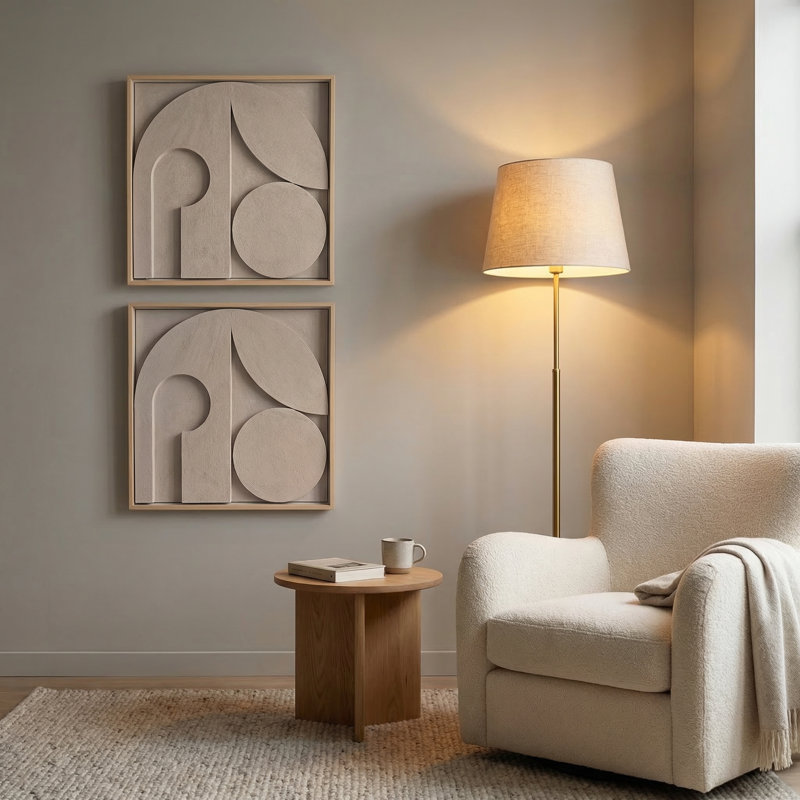 3D Textured Framed Abstract Wall Art16*16In（4Pcs）