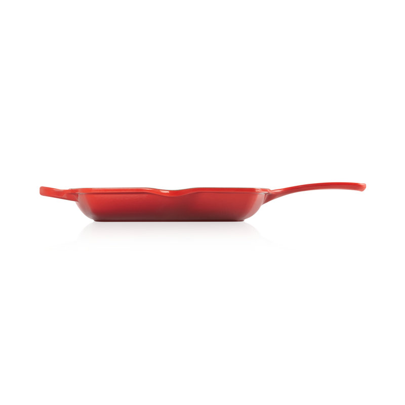 Cerise Red Enameled Cast Iron Square Skillet Grill